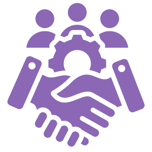 Handshake with gear symbol