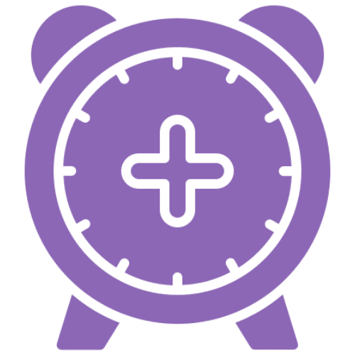 Alarm clock illustration in purple