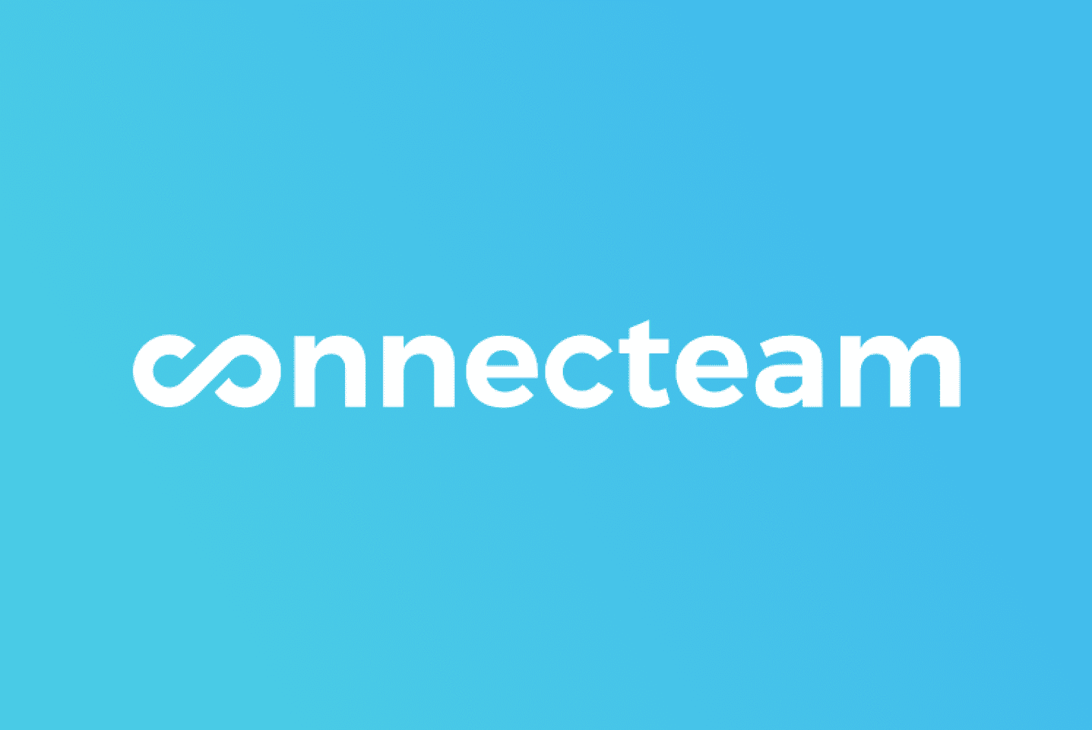 Logo with the word 'connecteam' on a blue gradient background.